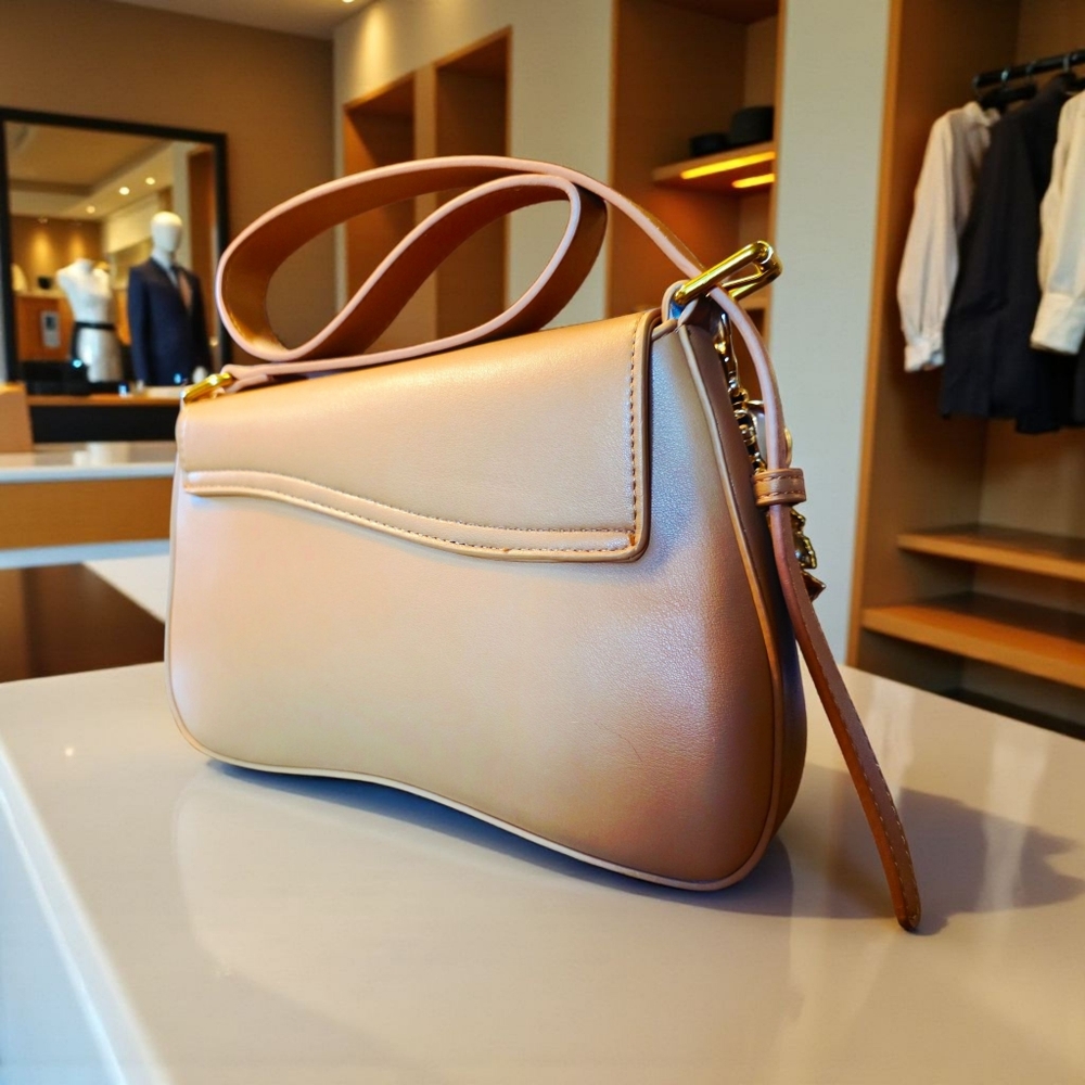 PRICE DROP!! Front Flap Handbag in Camel with Bag Charm NWT - Picture 5 of 8
